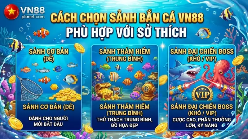 Cách Chọn Sảnh Bắn Cá VN88 Phù Hợp Với Sở Thích