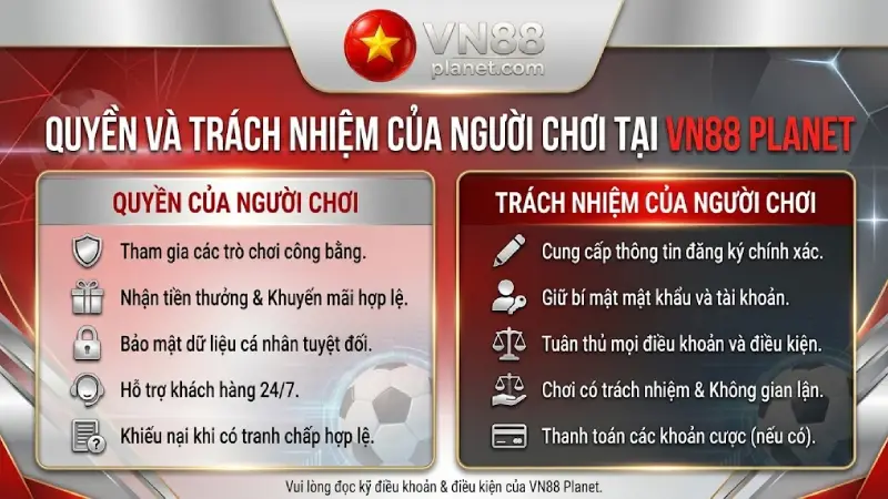 Quyền Và Trách Nhiệm Của Người Chơi Tại VN88 Planet